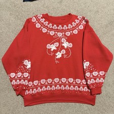 Vintage Spumoni Sweatshirt Girls Medium Crewneck Hearts Teddy Bear Puff 80/90s