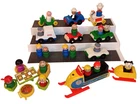 FISHER PRICE LITTLE PEOPLE 34PC VINTAGE LOT - PEOPLE, VEHICLES, FURNITURE