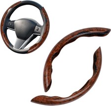 Car Wood Grain Steering Wheel Cover Anti-slip Segmented Steering Wheel Protector