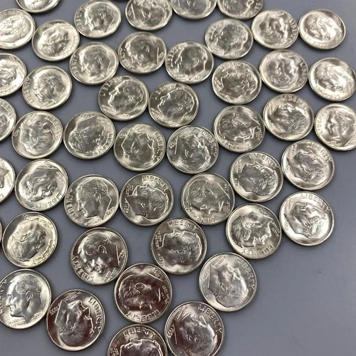 50 1955 S US 90% Silver BU Roosevelt 10c L24068