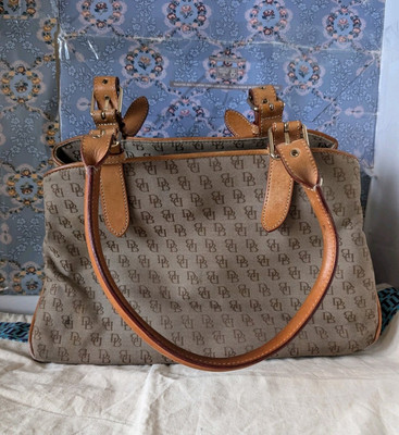 DOONEY BOURKE BROWN MONOGRAM DB LOGO JACQUARD CANVAS SHOULDER BAG