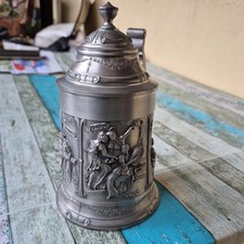 SKS Zinnkrug 95% Zinn Made in Germany Eisenach Wartburg Relief Deckel