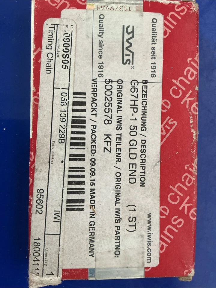 Cadena de distribución del motor Audi Volkswagen 058109229B Foto 2 de 3