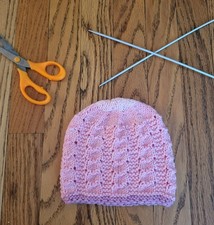 Knitted baby hat, size 0-6months, , for unisex