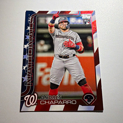 Topps 2025 Series 1 Andres Chaparro Independence Day /76 RC #167 Nationals
