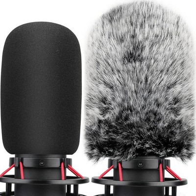 HyperX QuadCast S Pop-Filter Schaumstoff Pelz Windschutz 2 Stück
