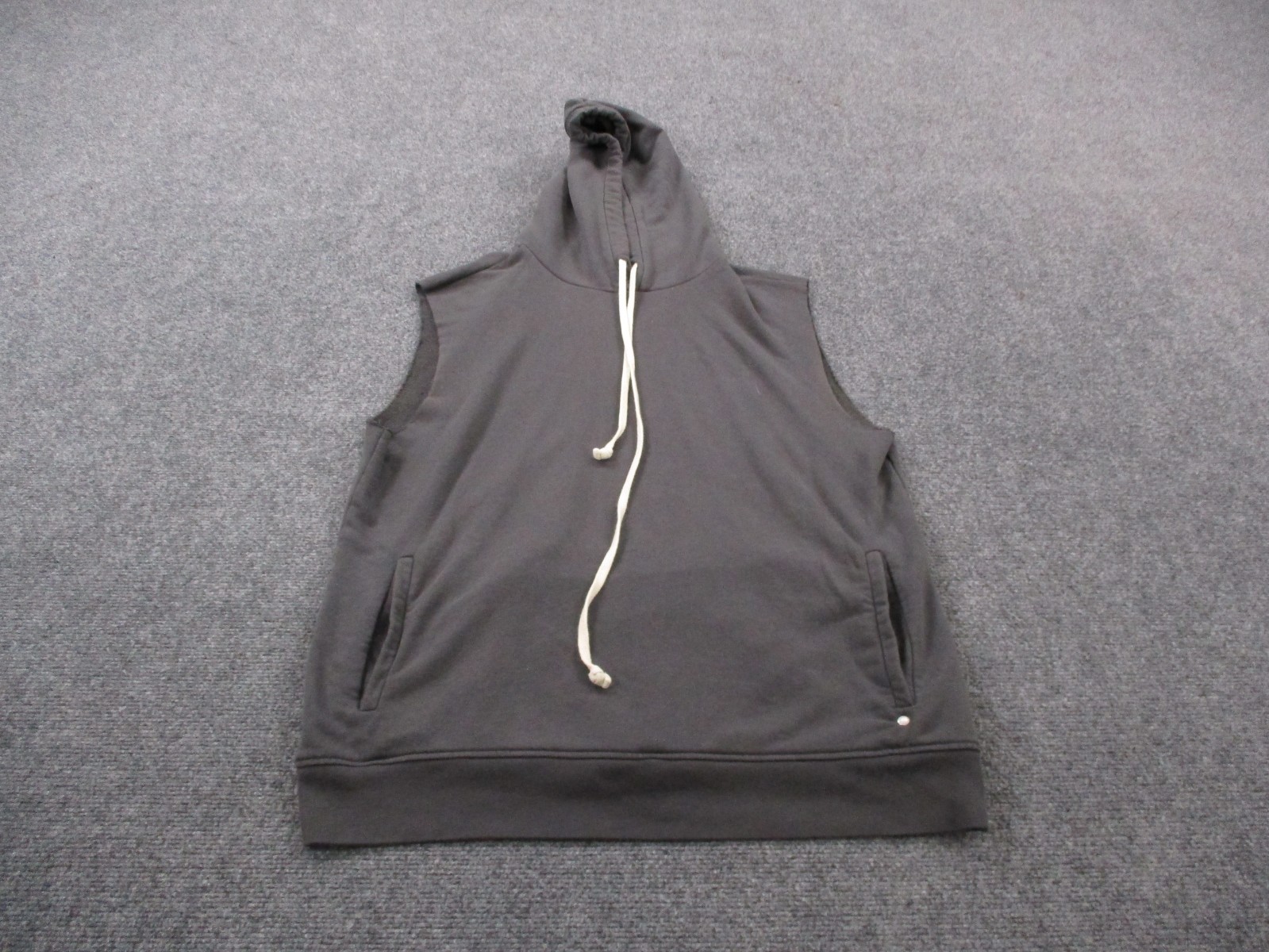 All Saints Hoodie Sweatshirt Men M Gray Sleeveless Active Pullover Casual Cutoff