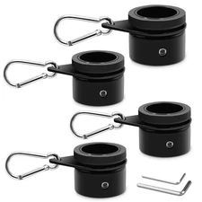 4 Pack Flag Pole Rings, 0.75-1.02 Inch, Aluminum, 360 Rotating, Anti Wrap, Black