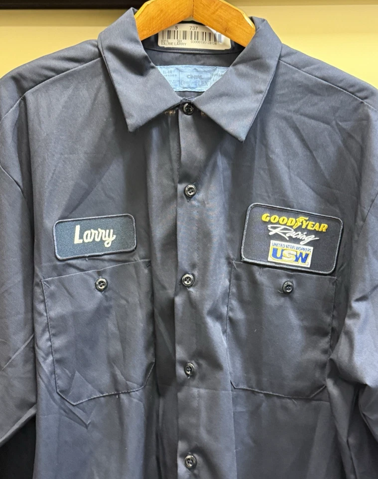 Camisa de trabajo Goodyear Racing Cintas XL-RG, parche Larry, logotipo USW Foto 4 de 4