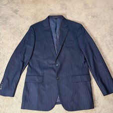 Jos A Bank 1905 Brrr Comfort Wool Stretch Blazer 44L Navy Pinstripe