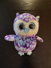 Ty Beanie Boos 6  Oscar The Blue Purple Owl Plush Stuffed Animal Glitter Eyes
