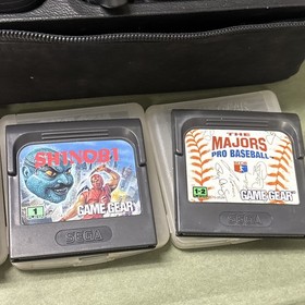 Sega Game Gear Console, Battery Pack & 4 Games, Sonic 2, MLB, Shinobi