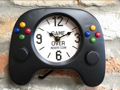 Gaming Clock Controller Game Over Insert Coin Fun Quirky Timeless