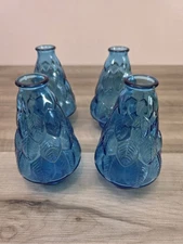 Set Of 4 Wheaton Blue Glass Christmas Bottles MCM