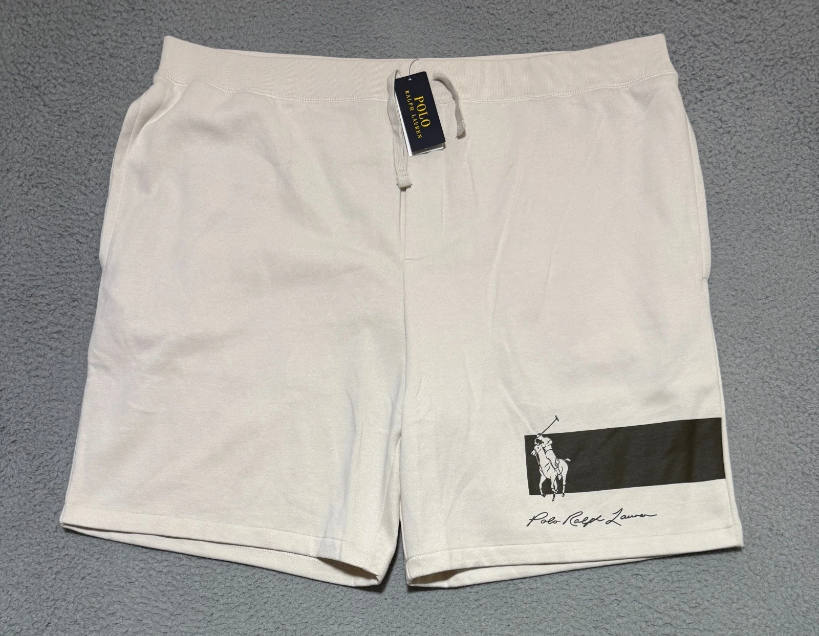 NEW Polo Ralph Lauren Big & Tall Graphic Fleece Sweat shorts Mens 4XB Cream