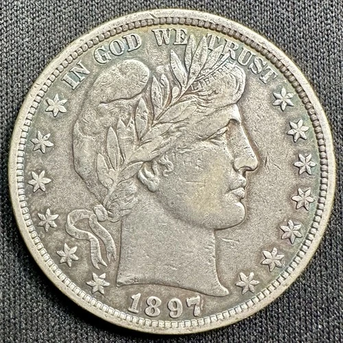 1897 (P) Barber Half Dollar - XF Details - Old Cleaning, Retoned - Tough Date