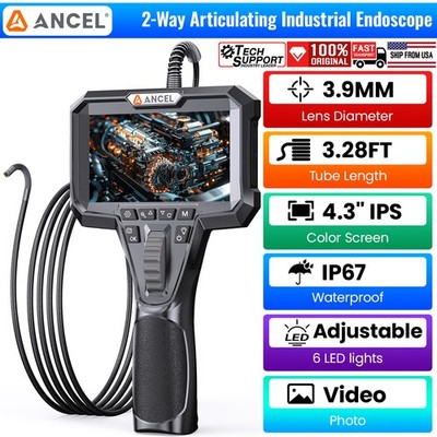 ANCEL AN303 3.9mm Flexible Articulating Inspection Camera 4.3'' Monitor 1m Probe
