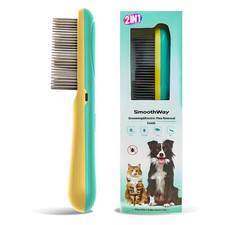 Professional Flea Comb for Long Haired Dogs  Cats - 3-Row Stainless Steel Demat