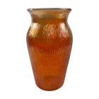 Vintage Jeanette Carnival Glass Vase Iridescent Marigold Tree Bark Pattern