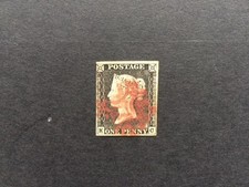 1840 1d Penny Black Stamp red
