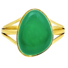 18K Gold Over Brass Natural Green Onyx Ring s.7 Jewelry RM-1006