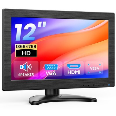 Eyoyo 12'' Small Monitor 1366x768 HDMI VGA Video Monitors for CCTV PC Raspbery Pi