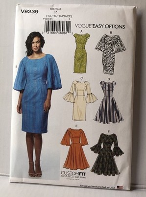 Vogue PATTERN V9239 MISSES DRESSES - 6 Styles - Sizes  14-22- CustomFit Busts UC