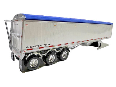 DCP/FIRST GEAR 1/64 SCALE LODE KING GRAIN TRAILER WHITE WITH BLUE TARP