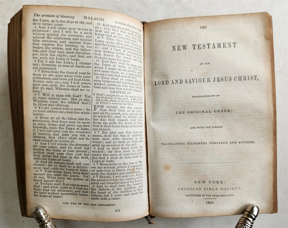 1855 BIBLE in ENGLISH antique AMERICANA personalized cover OLD & NEW TESTAMENT - Image 3 of 4