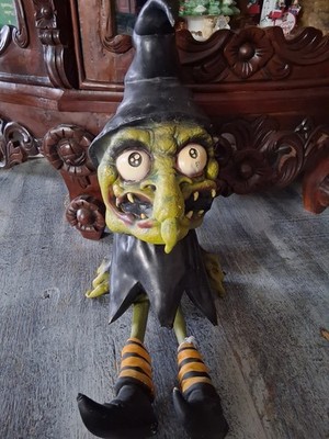 2001 Vintage Rubber Latex Paper Magic Group Creepy Witch 22'' Halloween Prop  