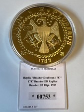 Giant Medal 70mm Brasher Doubloon 1787 Gold Plated Proof