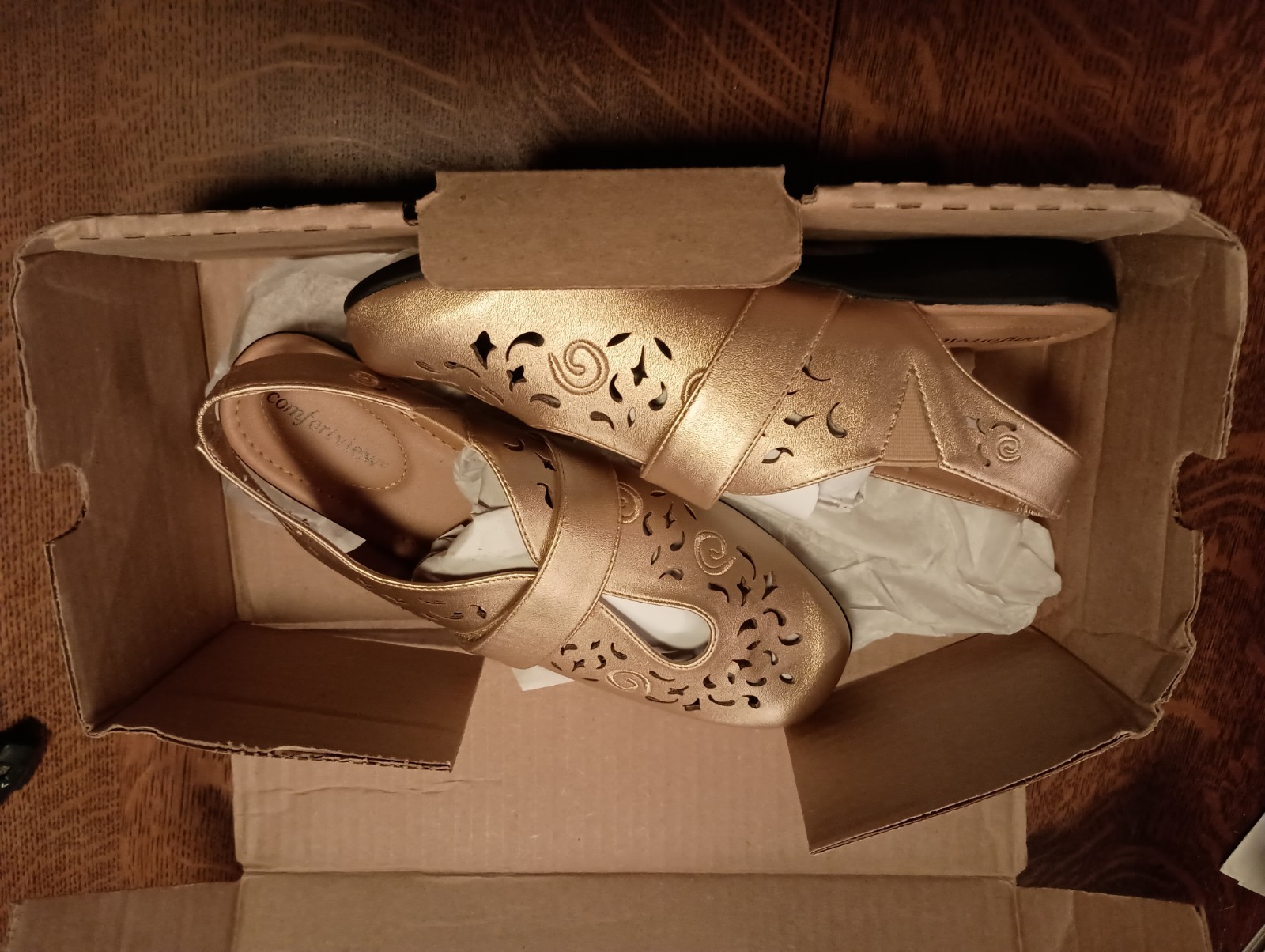 Comfortview Jordyn Sling Women's Shoes Size 8.5 W Gold New In Box 8 1/2 