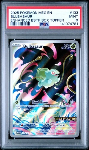 2025 POKEMON MEG EN-MEGA EVOLUTION ENHANCED BOOSTER BOX TOPPER BULBASAUR PSA 9