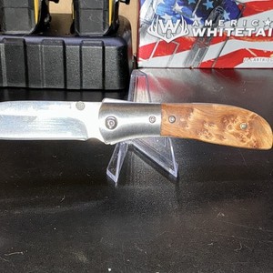 CRKT M4-02W Manual Folding Pocketknife, Drop Point Plain SS, BURL Wood