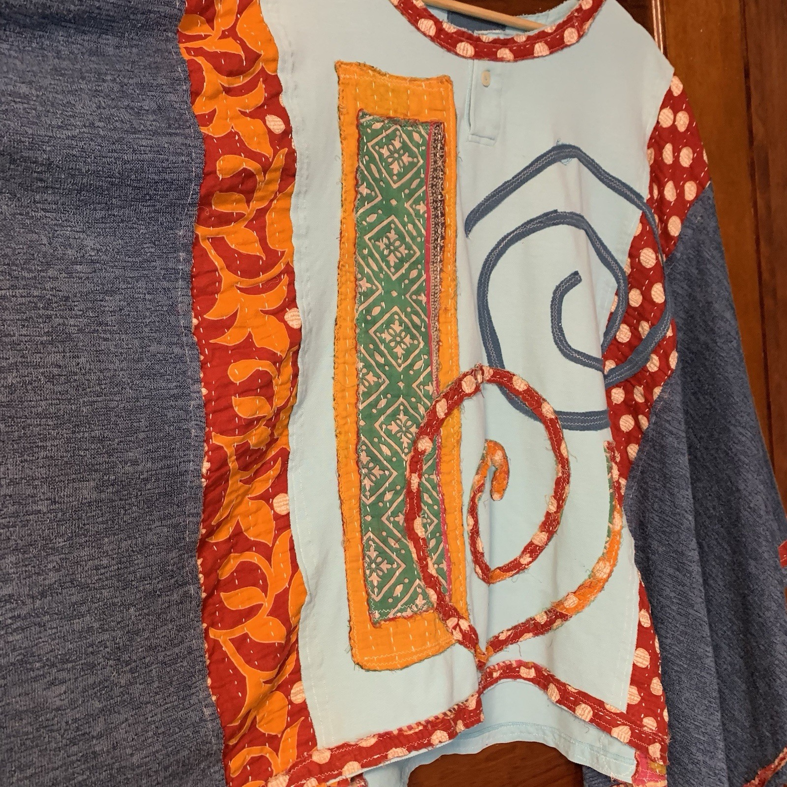 Upcycled Plus Size Poncho Batwing Patchwork Boho … - image 14