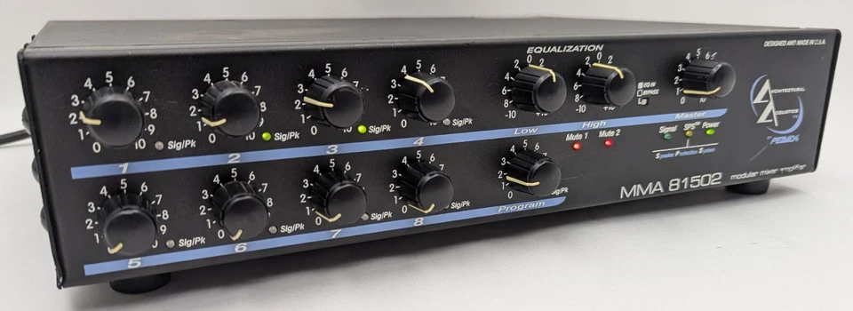 Peavey Architectural Acoustics MMA 81502 8-Channel Modular Mixer/ Amplifier Amp - Image 2 of 4