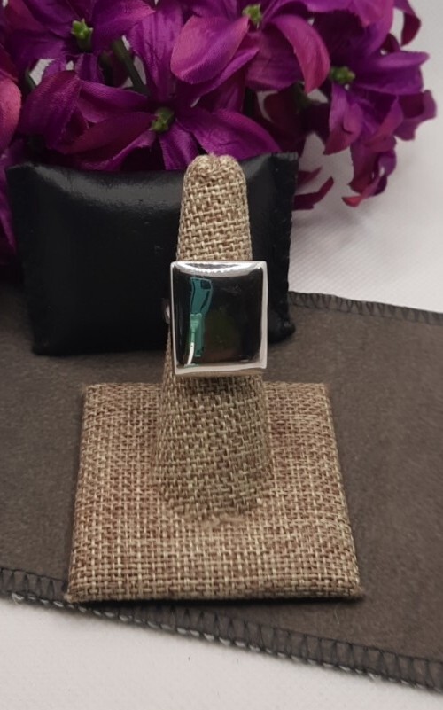 Signed Abstract Square Tablet Ring, Sterling Silv… - image 2