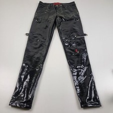 Tripp Nyc Punk Goth Rave Black Vinyl PVC Zipper Fetish Skinny Pants 29x31