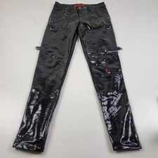 Tripp Nyc Punk Goth Rave Black Vinyl PVC Zipper Fetish Skinny Pants 29x31