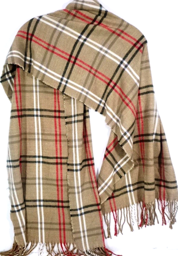 Steve Madden Womens Scarf Wrap-100% Acrylic-64x20" Brown Plaid-Soft & Warm
