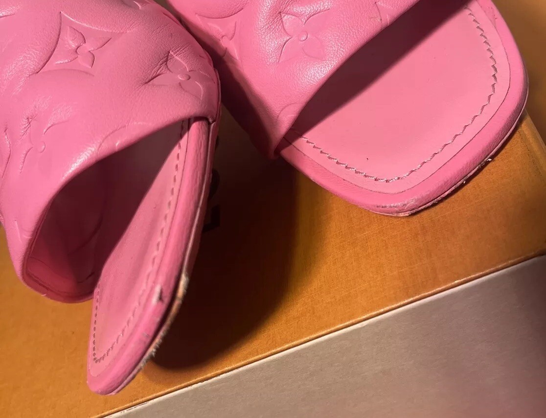 LOUIS VUITTON PINK MONOGRAM EMBOSSED REVIVAL LEATHER SANDAL
