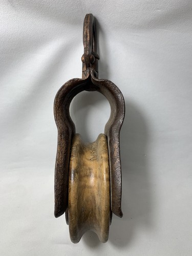 Vintage Cast Iron & Wood Starline Barn Swivel Pulley Rustic Primitive - NEATO - Picture 5 of 20
