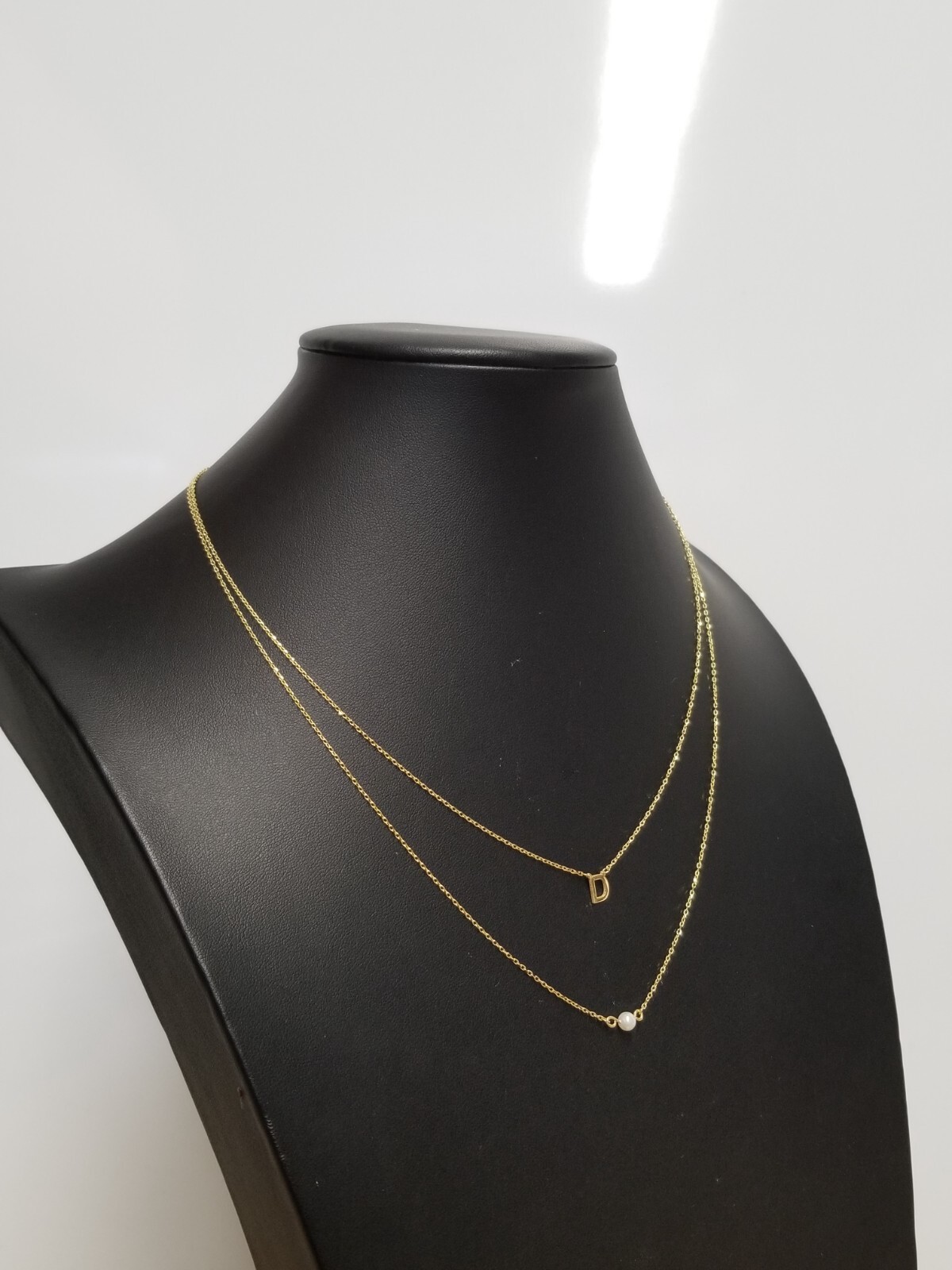 Gold Plated Sterling Silver Tiny "D" Initial & Pe… - image 2