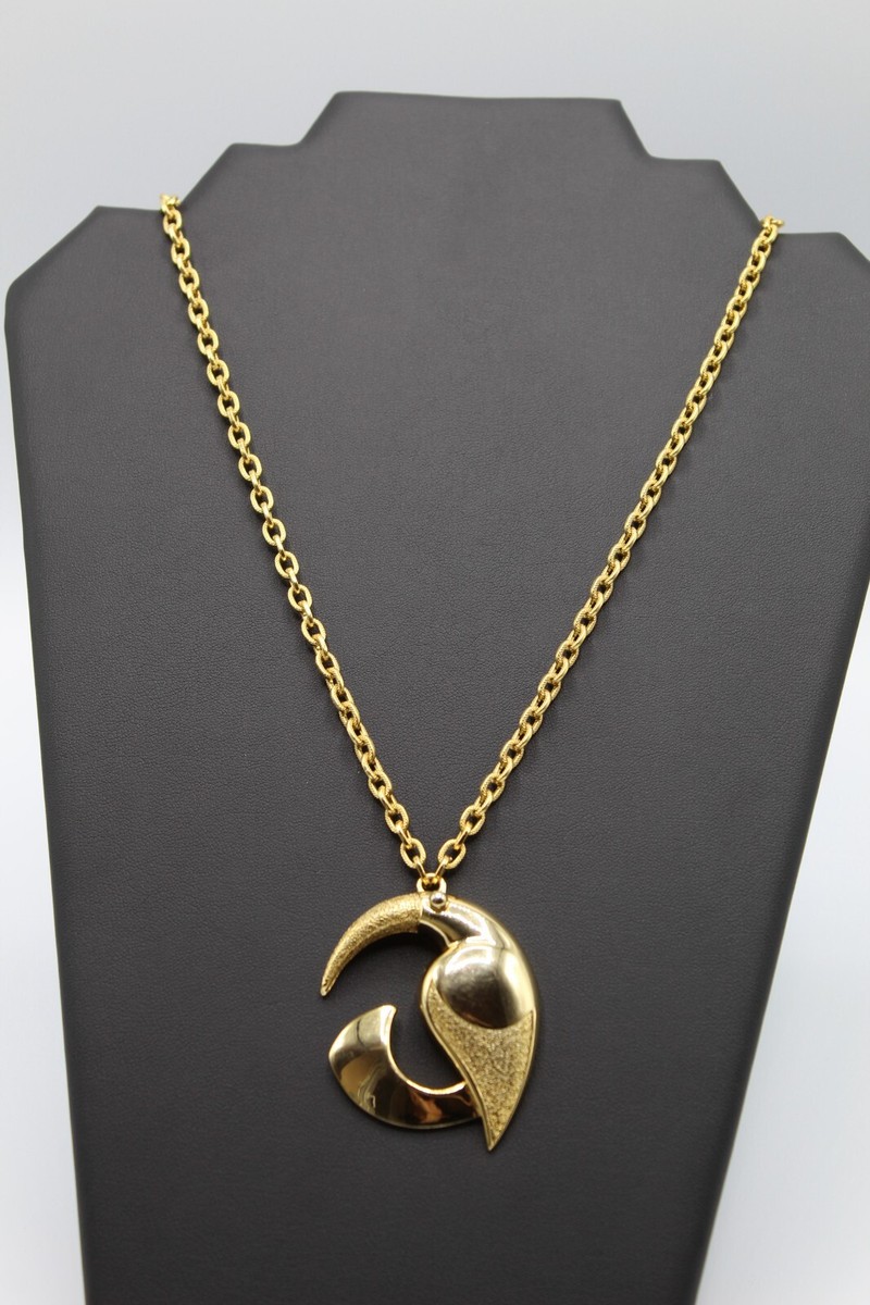 Collier Pendentif Toucan Vintage Orena Paris - Métal Doré - 51-55 Cm