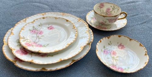 Set of FOUR Haviland Limoges Schleiger 1151 Baltimore Rose Fruit Dessert Bowls - Picture 10 of 12