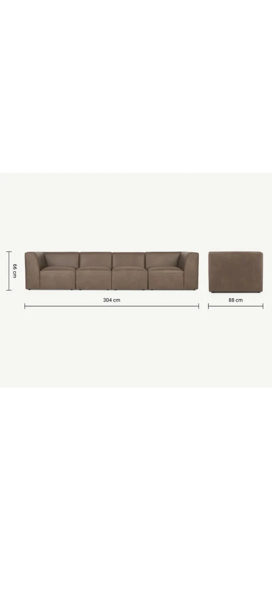 Made Juno Modular Sofa in Columbus Brown Leather. RRP 1695