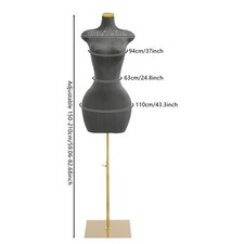 Female Mannequin Torso Dress Form Manikin Body with Wooden Tripod Base Stand