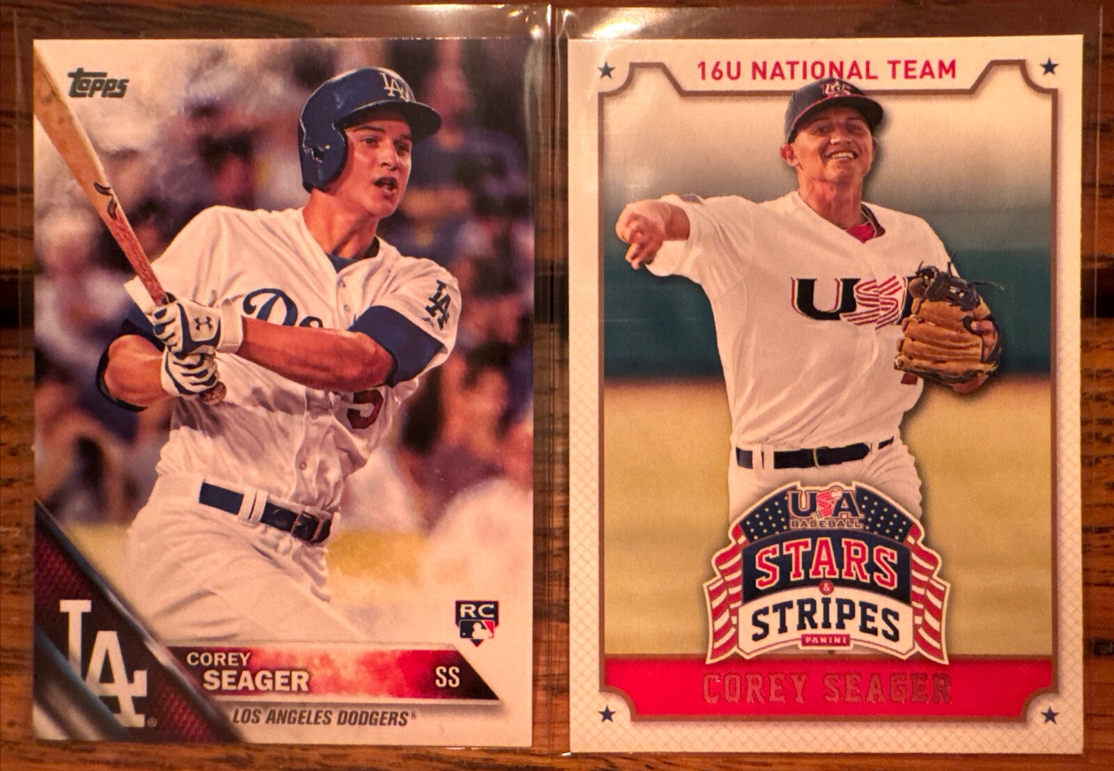 2015 Panini Stars & Stripes - Corey Seager #25 + 2016 Topps #85