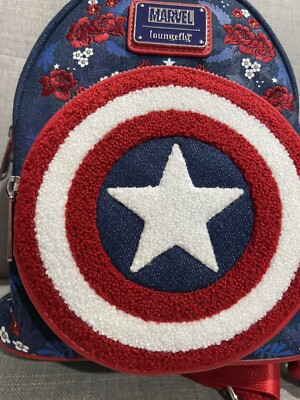 Denim Mini Backpack Captain America Loungefly 80th Disney 