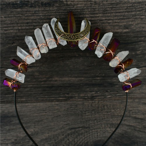Damen Kristall Quarz Mond Haarband Krone Tiara Braut Hochzeit Zubehör Geschenke - Bild 12 von 27